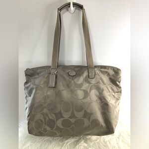 COACH Getaway Signature Nylon Packable Weekender Tote Bag Beige YKK